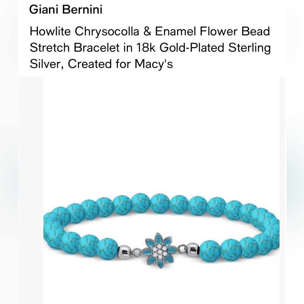 $85 Giani Bernini Howlite Chrysocolla 18KGold-Plated Sterling Bracelet NWT
